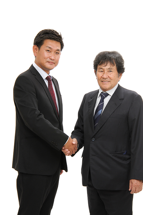 代表取締役社長 竹田 宗谷(左)と代表取締役会長 丸月　満(右)
